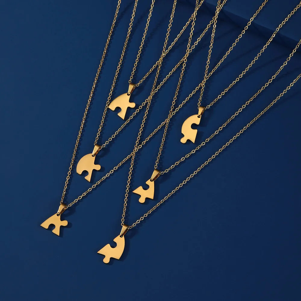 Stainless Steel Heart Pendant Necklace for Best Friend Multiple Heart Puzzle Necklaces Jewelry Gift for Family 2022 New