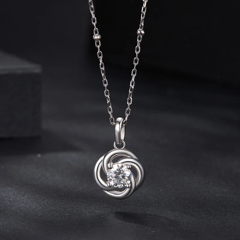 WOSTU Moissanite 4 leaf Clover Stud Earrings Lab Diamond 925 Sterling Silver Lucky Pendant Lady Wedding Set Valentine's Day Gift