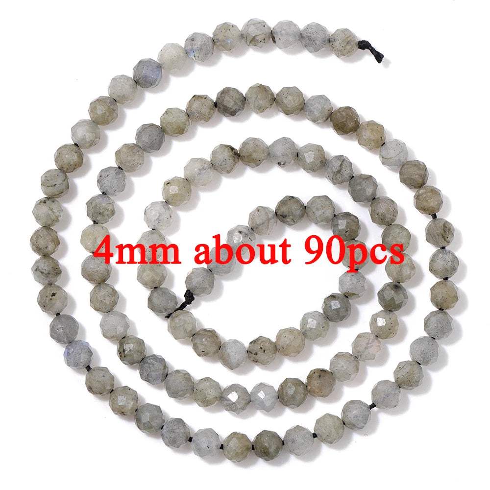 Natural Dark Labradorite Stone Bead Black Spectrolite Faceted Round Leaf Square Loose Spacer Beads For Jewelry Making Handmade