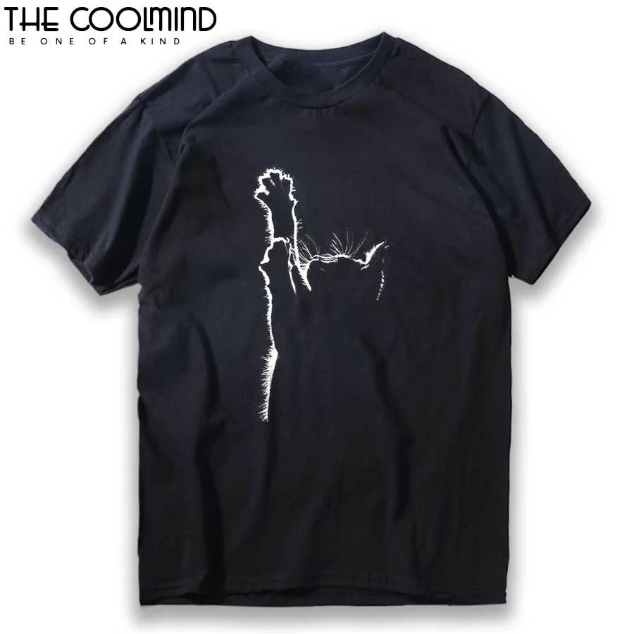 COOLMIND T-shirt pour homme 100 % coton de qualité supérieure avec imprimé chat mignon, décontracté et ample, col rond, tricoté, pour homme