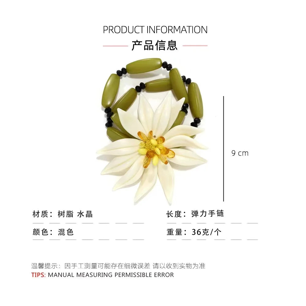 ZAA Bohemian Handmade Beaded Large Flower CharmBracelet