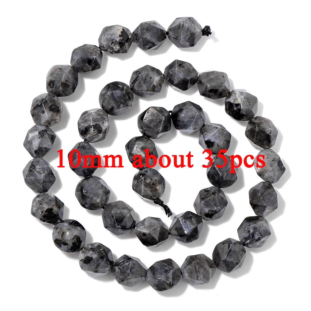 Natural Dark Labradorite Stone Bead Black Spectrolite Faceted Round Leaf Square Loose Spacer Beads For Jewelry Making Handmade