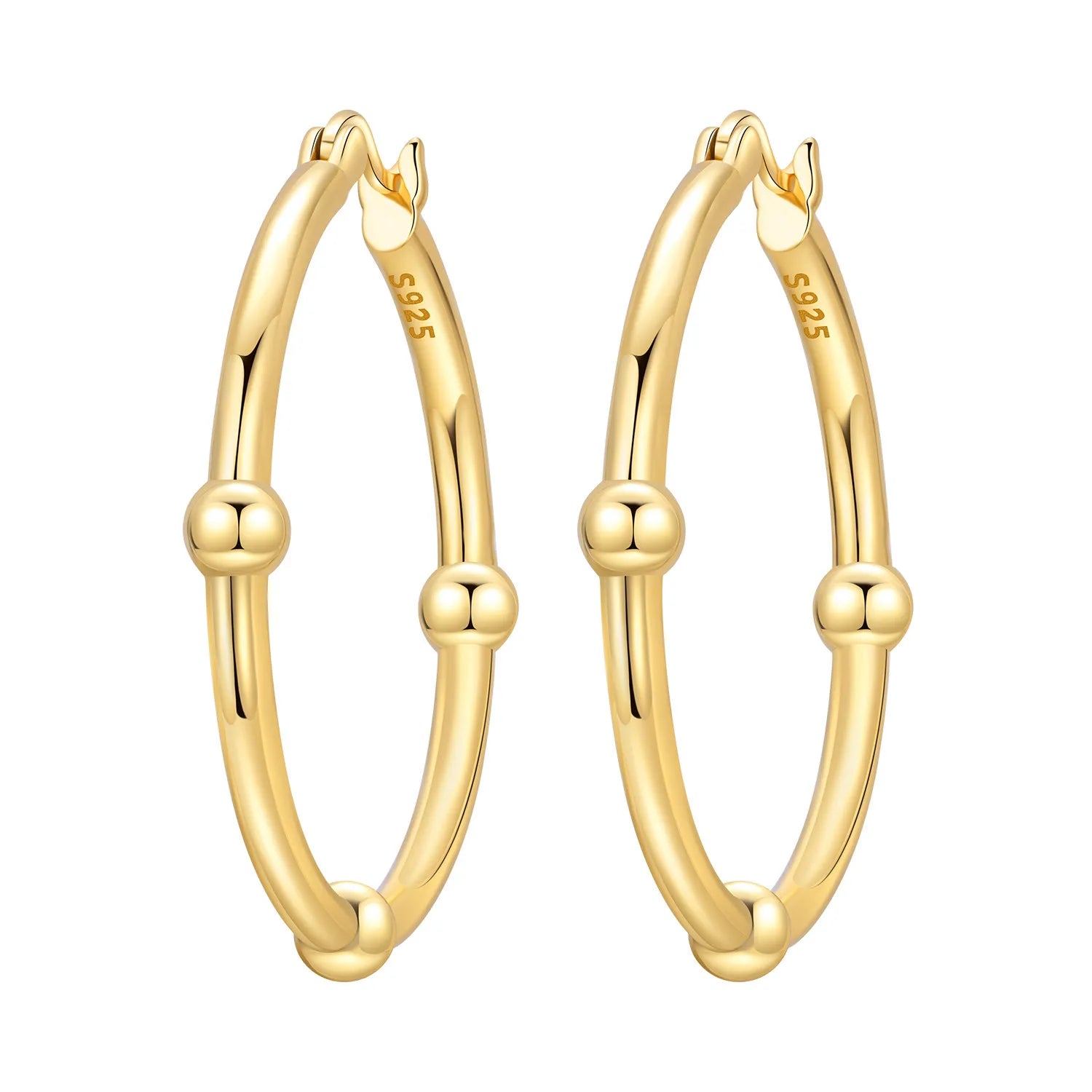 PANPOKI S925 Sterling Silver Golden Minimalist Geometric Earrings Versatile Hoop Earrings For Women Jewelry Original Party Gift