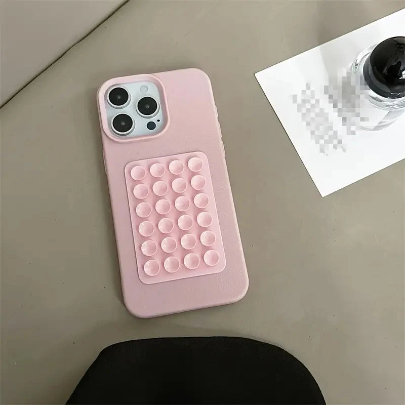 Luxuriöse 3D-Handyhülle mit Saugnapfständer und Litschi-Muster für Xiaomi Redmi Note 14, 13, 12 Pro Plus 5G, 11, 12S, 10 und Redmi 14C, 13C und 4G