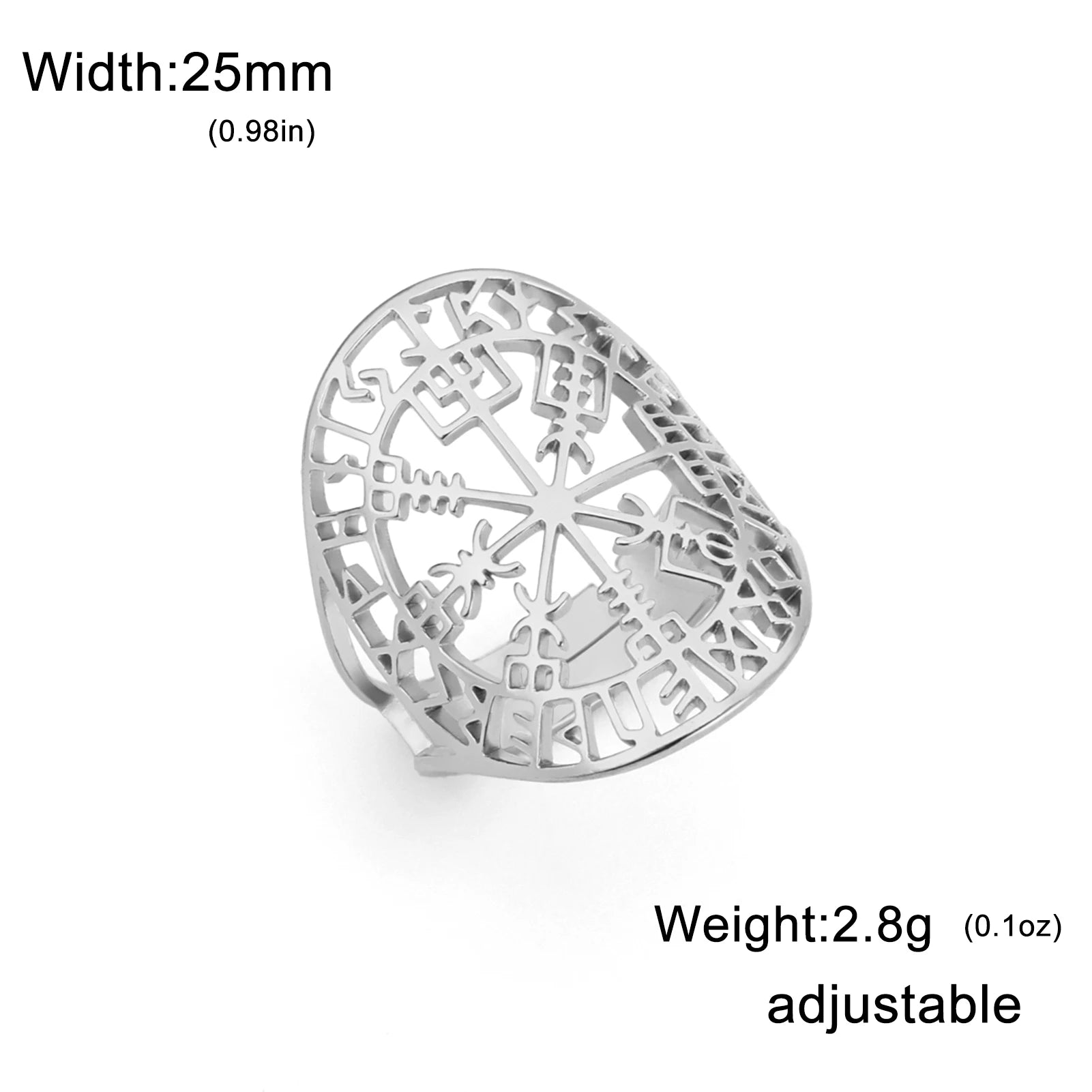 LIKGREAT Vegvisir Symbol Viking Ring Jewelry Compass Barbarian Gladiator Pagan Asatru Heathen Norse Runes Stainless Steel Ring - Madeinsea©