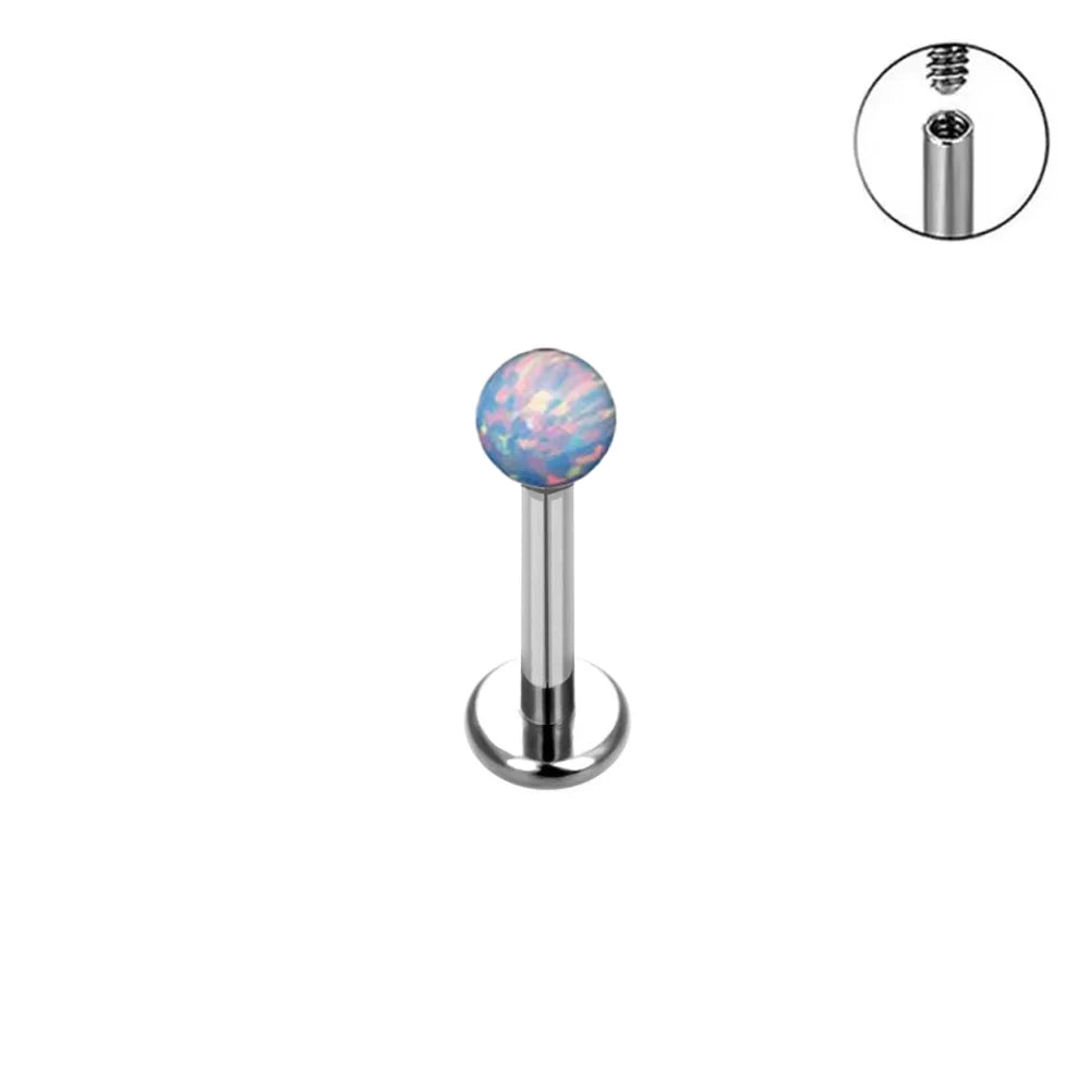 ASTM F136 Titanium Earrings Labret Colorful Opal Ball Sexy Nose Rings Lip Stud Ear Cartilage Tragus Piercing Body Jewelry
