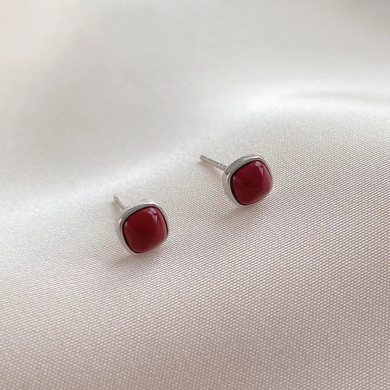 Buyee 925 Sterling Silber Kleiner Ohrstecker Natürlicher Roter Achat Stein Ohrring für Frauen Mädchen Mode Perle Feiner Schmuck Ohrring