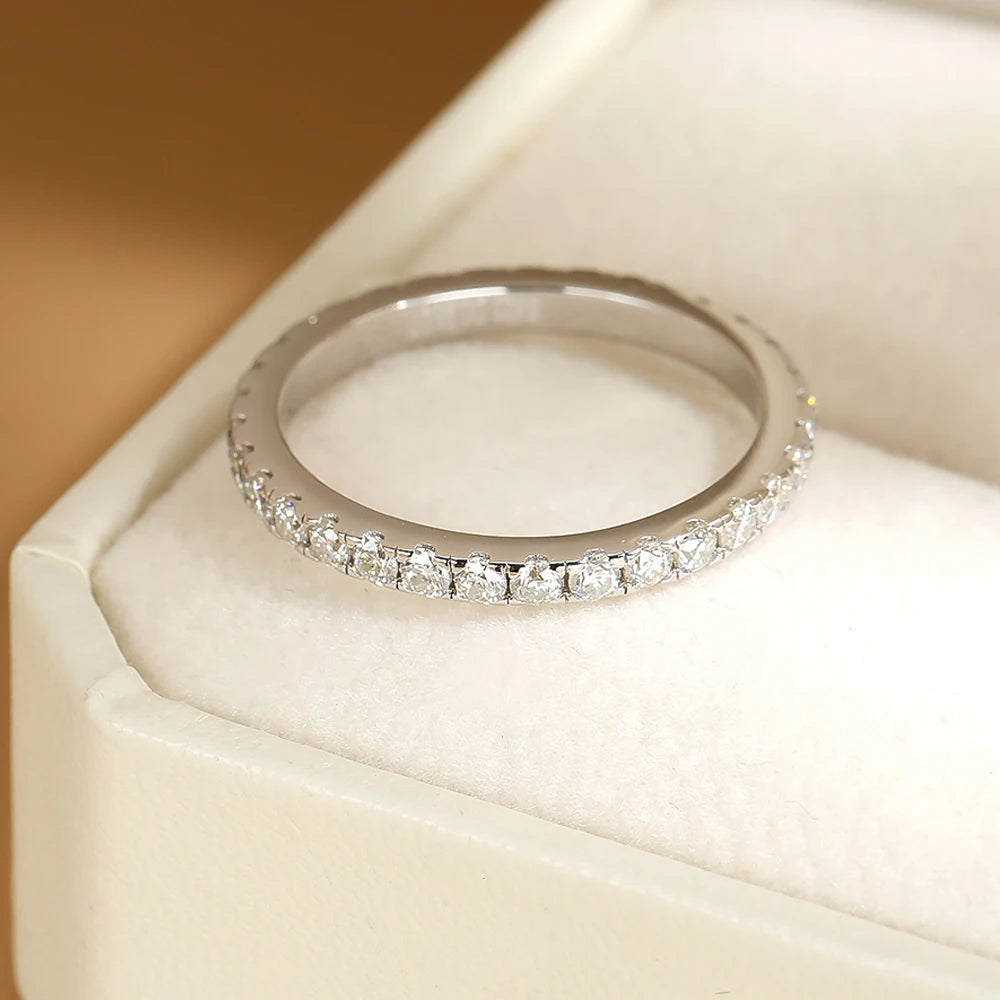 Serenity 2mm D Moissanite Row Rings For Women Gift S925 Sterling Silver Jewelry Sparkling Lab Diamond Eternity Rings Plated 18K - Madeinsea©
