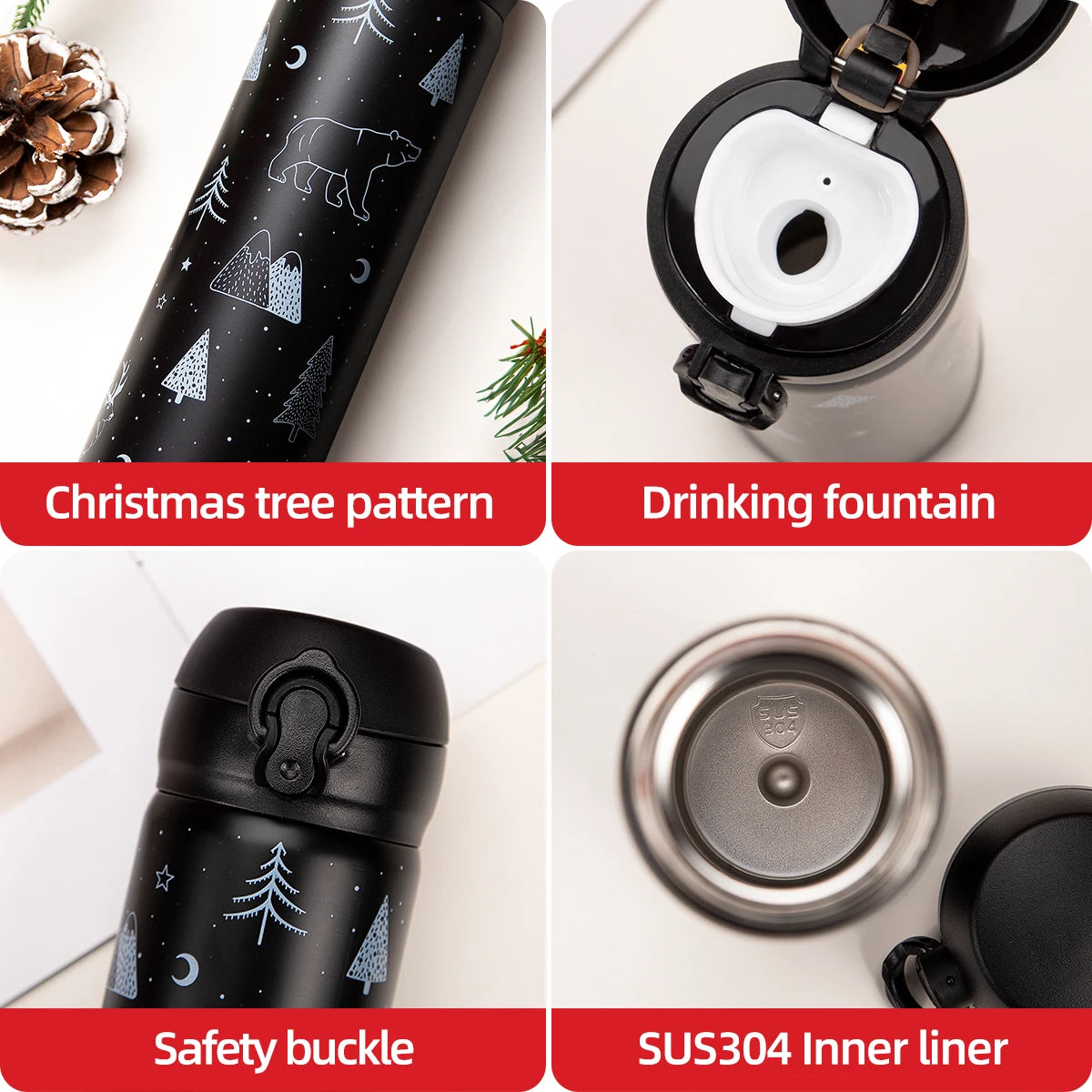 1/2pcs 500ml Stainless Steel Thermos Cup Christmas Vacuum Business Cups Household Portable Christmas Festival Water Bottle