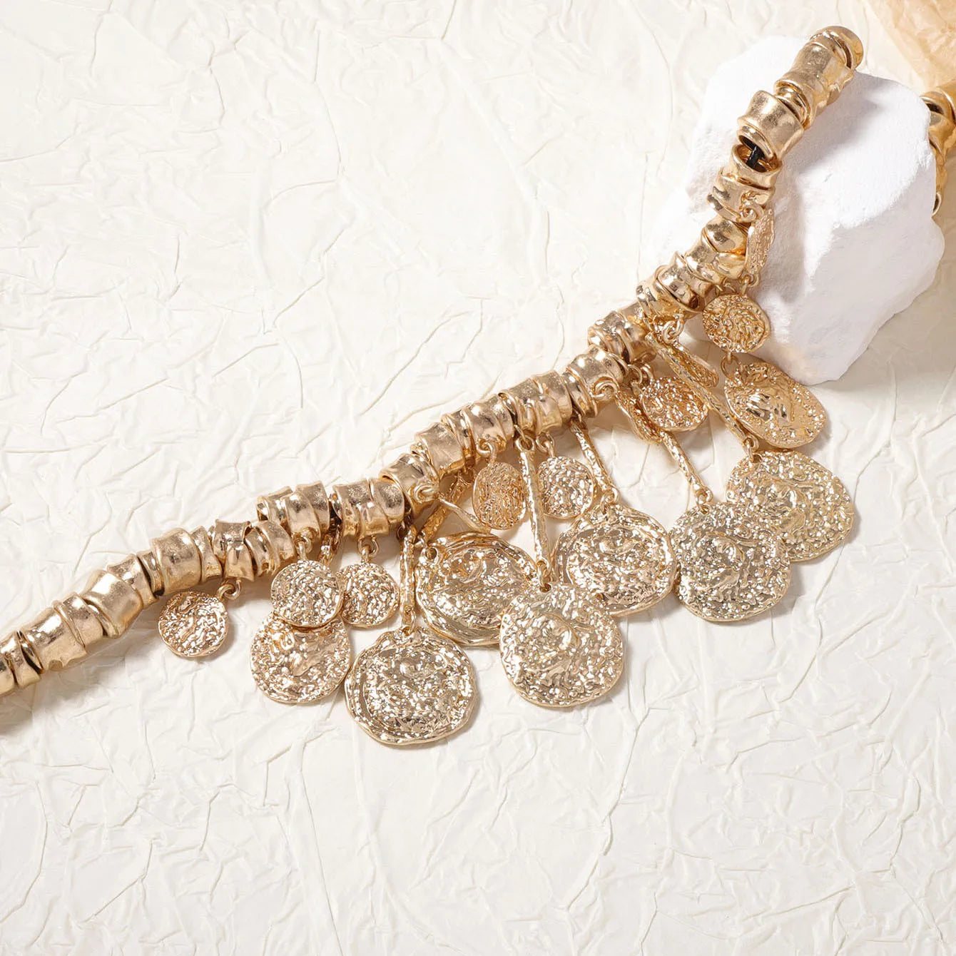 ZAA Retro Trendy Irregular Geometric Tassel Pendant Alloy Necklace