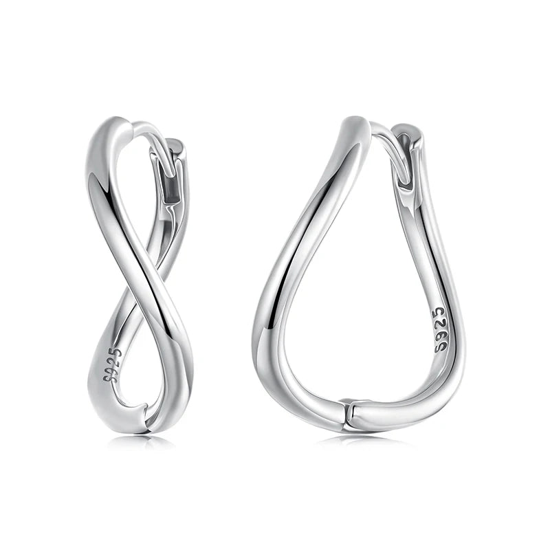 BAMOER Solid 925 Sterling Silver Wavy Huggie Hoops, Twisted Wave Hoop Earrings for Women BSE1186
