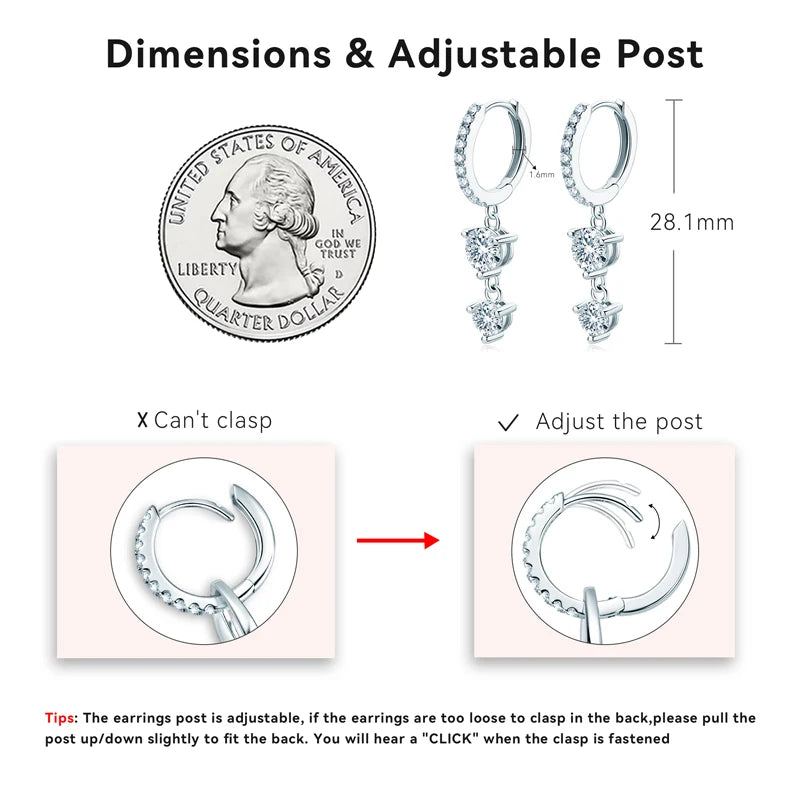 OXTAO 925 Sterling Silver Classic Moissanite Tassel Hoop Earrings Women'S Wedding Jewelry Fashion Jewelry Gift GRA Certificate