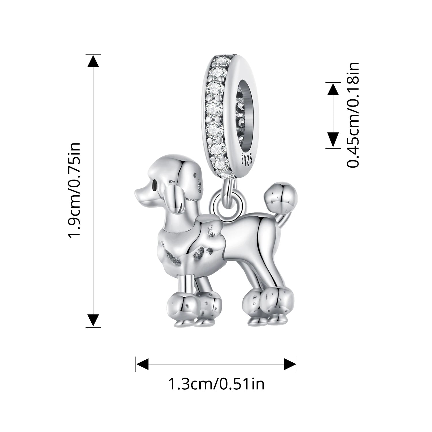 BISAER 925 Sterling Silver Pet Dog Charm Cute Cat Bead Hamster Elephant Animal Pendant For Women DIY Bracelet Fine Jewelry Gift