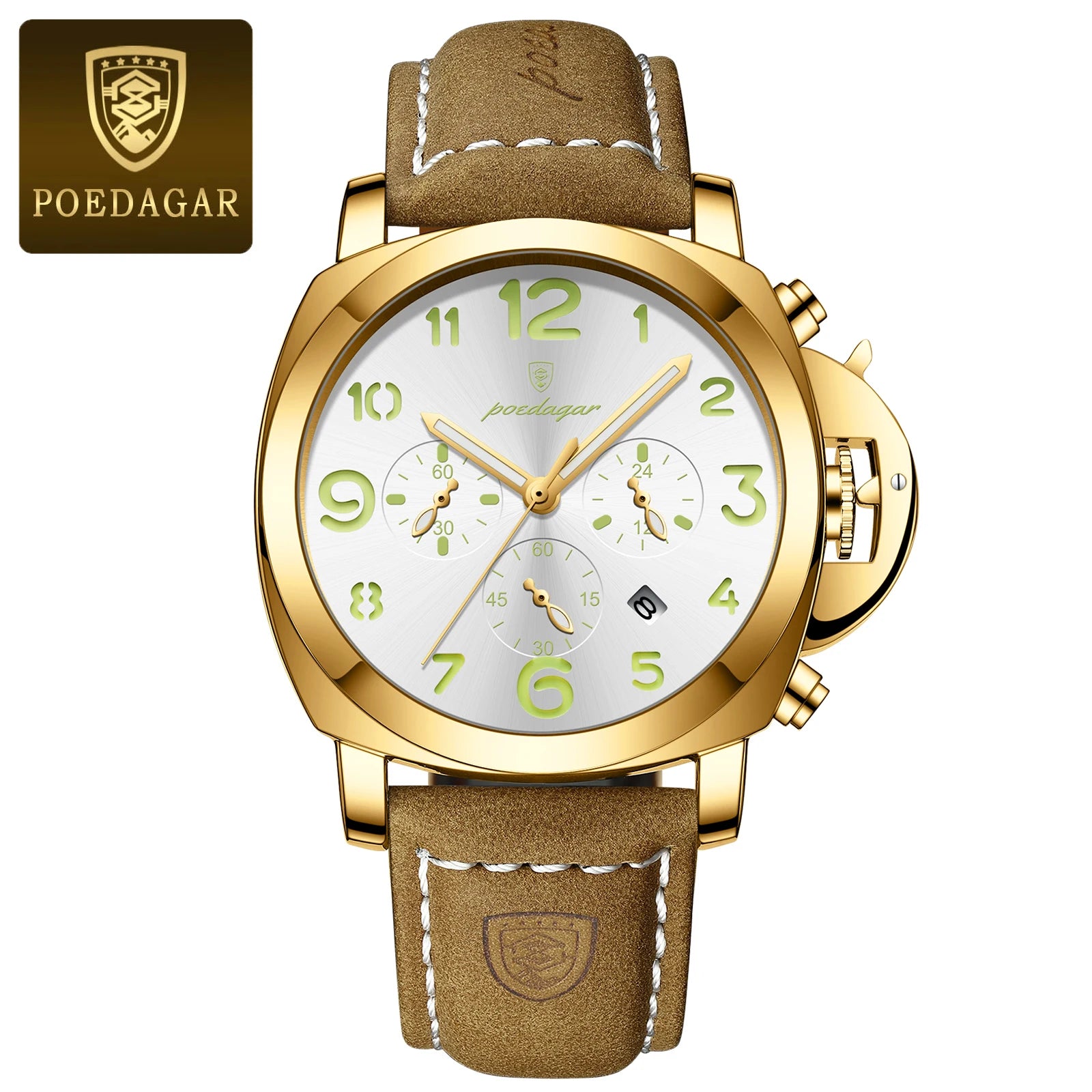 POEDAGAR Luxury Military Watch For Men Waterproof Luminous Leather Man Watch Quartz High Quality Men's Sports Watches Male Reloj - Madeinsea©