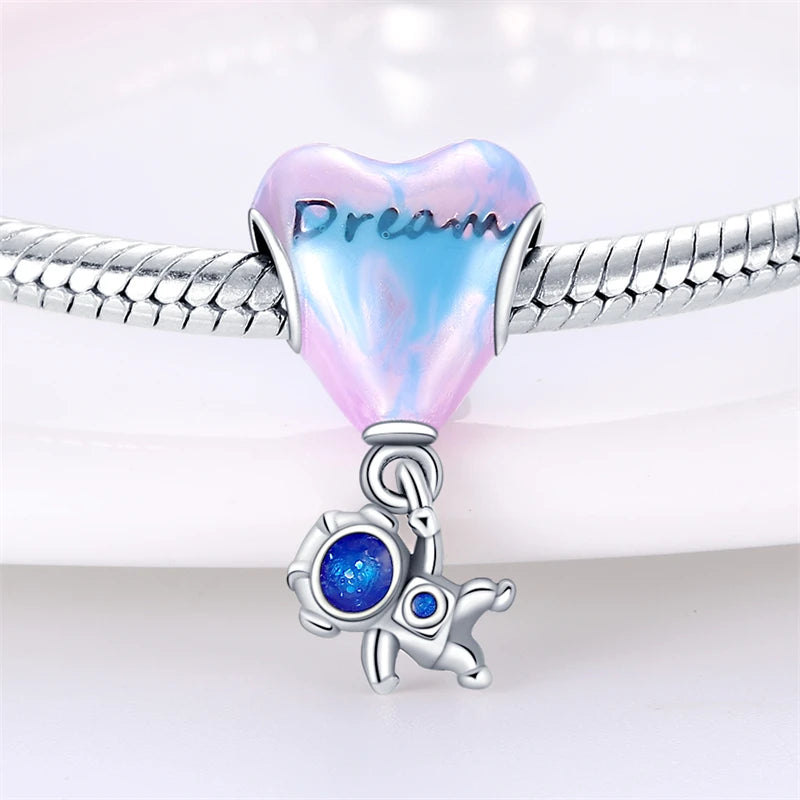 Romantic 925 Silver Couple Colourful Heart Shaped Hot Balloon Charms Beads Fit 3mm 925 Original Bracelets DIY Jewelry Gifts