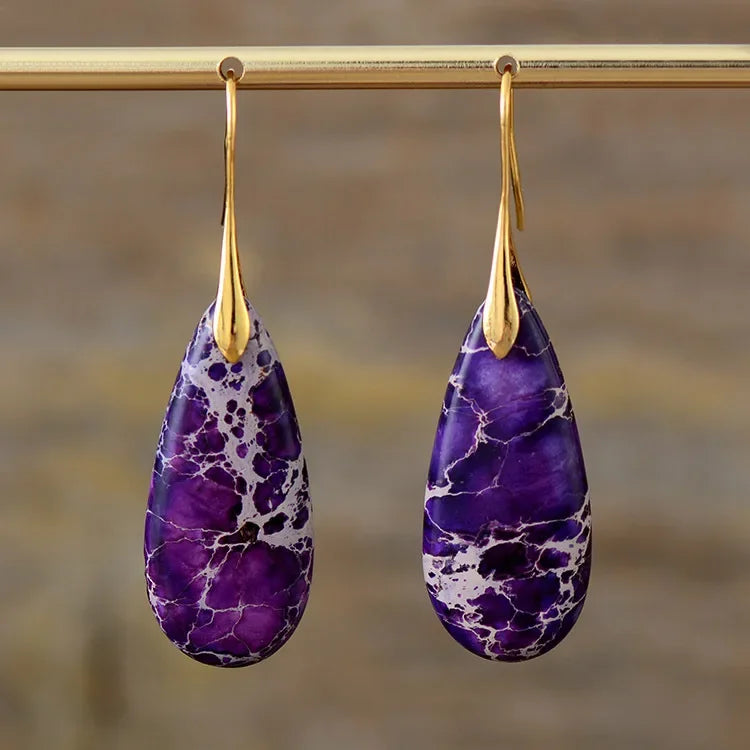 Bohemian Emperor Stone Geometric Pendant Earring Popular Natural Stone Jewelry Earrings for Women Luxury Boho Original earring
