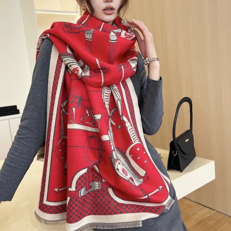 Print Cashmere Scarf Women Thick Warm Winter Blanket Brand Female Luxury Quality Shawl Wrap Bufanda 2025 Poncho Echarpe Pashmina