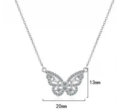 Moissanite Necklace 925 Sterling Silver Cute Butterfly Pendant Necklaces for Women Moissanites Diamond Neck Jewelry Gift