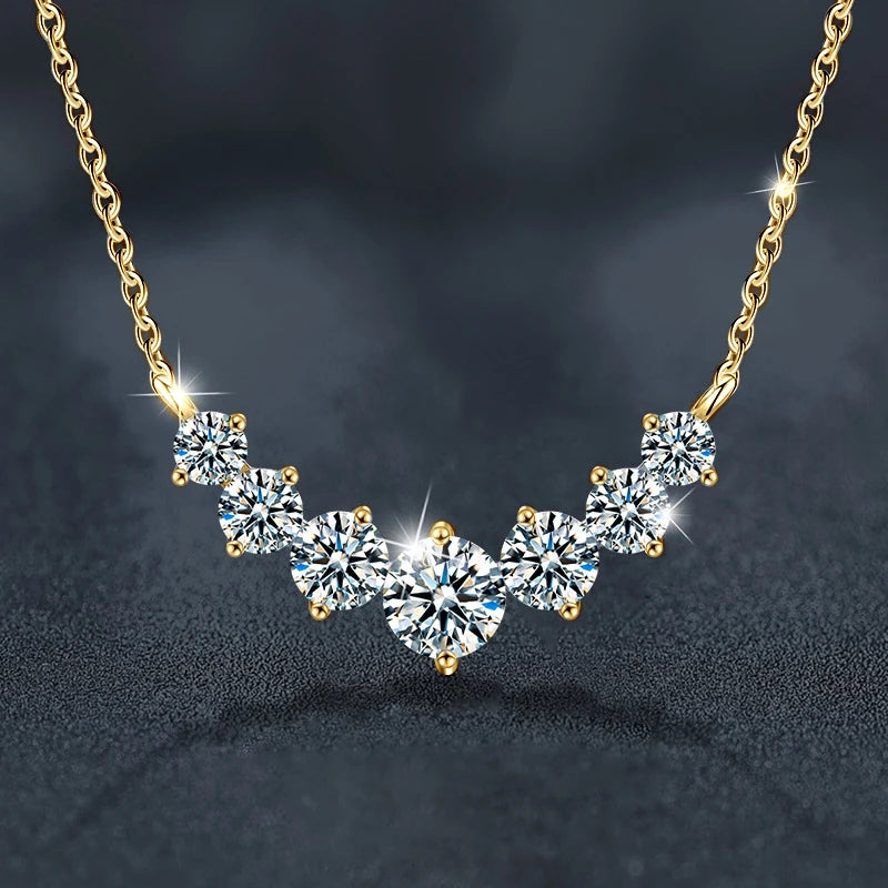 Collier U-Smile en moissanite D VVS1 pour femme, diamant de laboratoire scintillant couleur D, collier de luxe en argent sterling 925 certifié GRA
