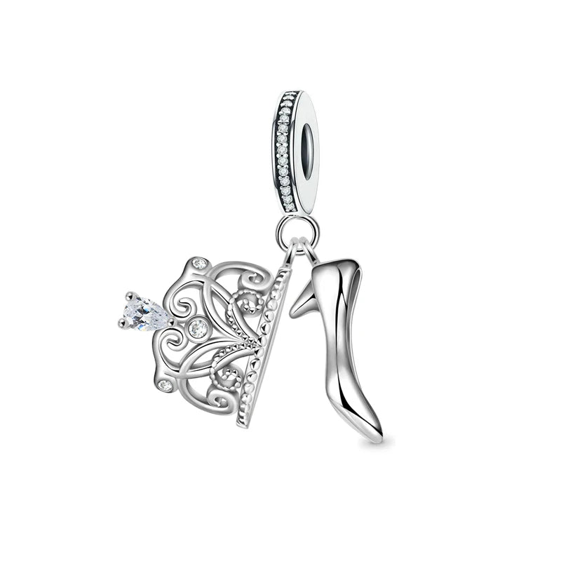 New Original 925 Silver Plated Accessories Fashion Charm Perfume High Heels Bead Fit Pendant Bracelet For Women DIY Jewelry Gift