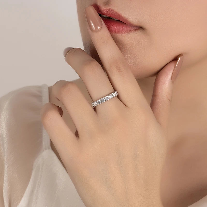 PERFANY 2.1CT Moissanite Ring for Women S925 Pure Silver Sparkling Eternal GRA Certified Diamond Ring Luxury Wedding Jewelry - Madeinsea©