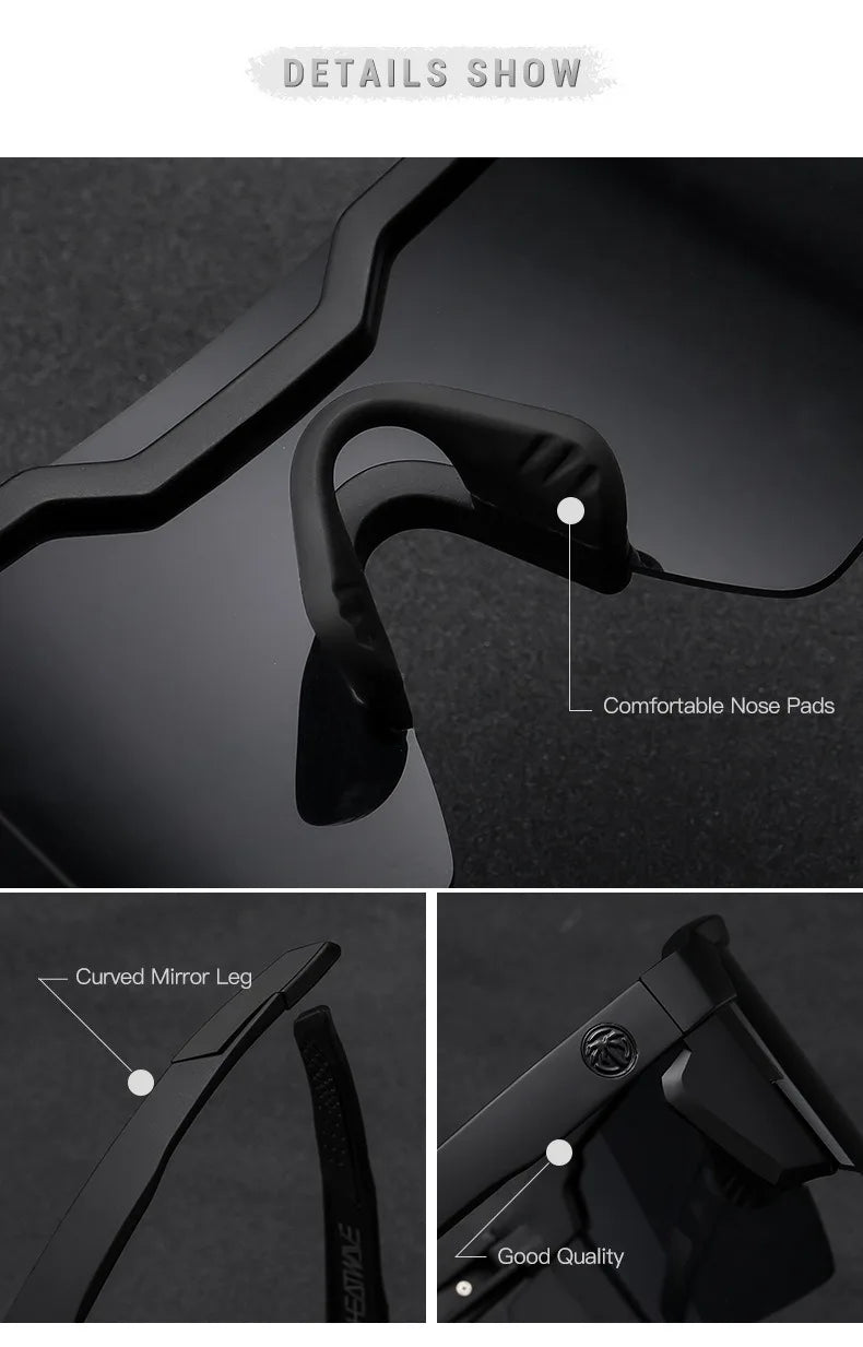 Heat Wave Luxury Square Conjoined Lens Cycling Sunglasses UV400 for Women And Men High-Quality New Edition