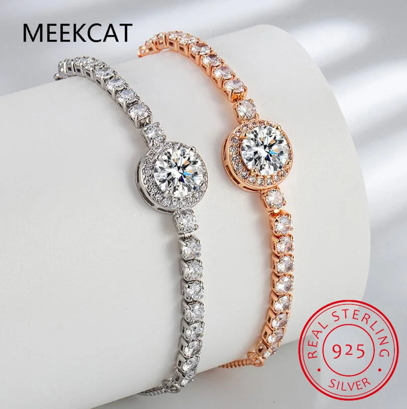10MM Moissanite Bracelet 925 Sterling Silver Diamond Adjustable Tennis Bracelets For Women Wedding Gift Fine Jewelry Pulseiras