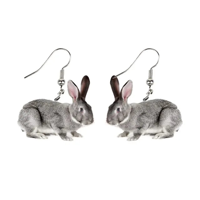 Boucles d'oreilles pendantes en acrylique pour femme, cadeau de Pâques, motif lapin mignon, bijoux intéressants pour festival et fête