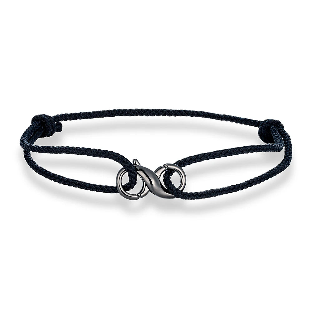 MKENDN Infinity Symbol Bracelet Lobster Clasp Mens Braided Thin Rope Bracelet With Carabiner Spring Clasp For Surfer Couple Gift