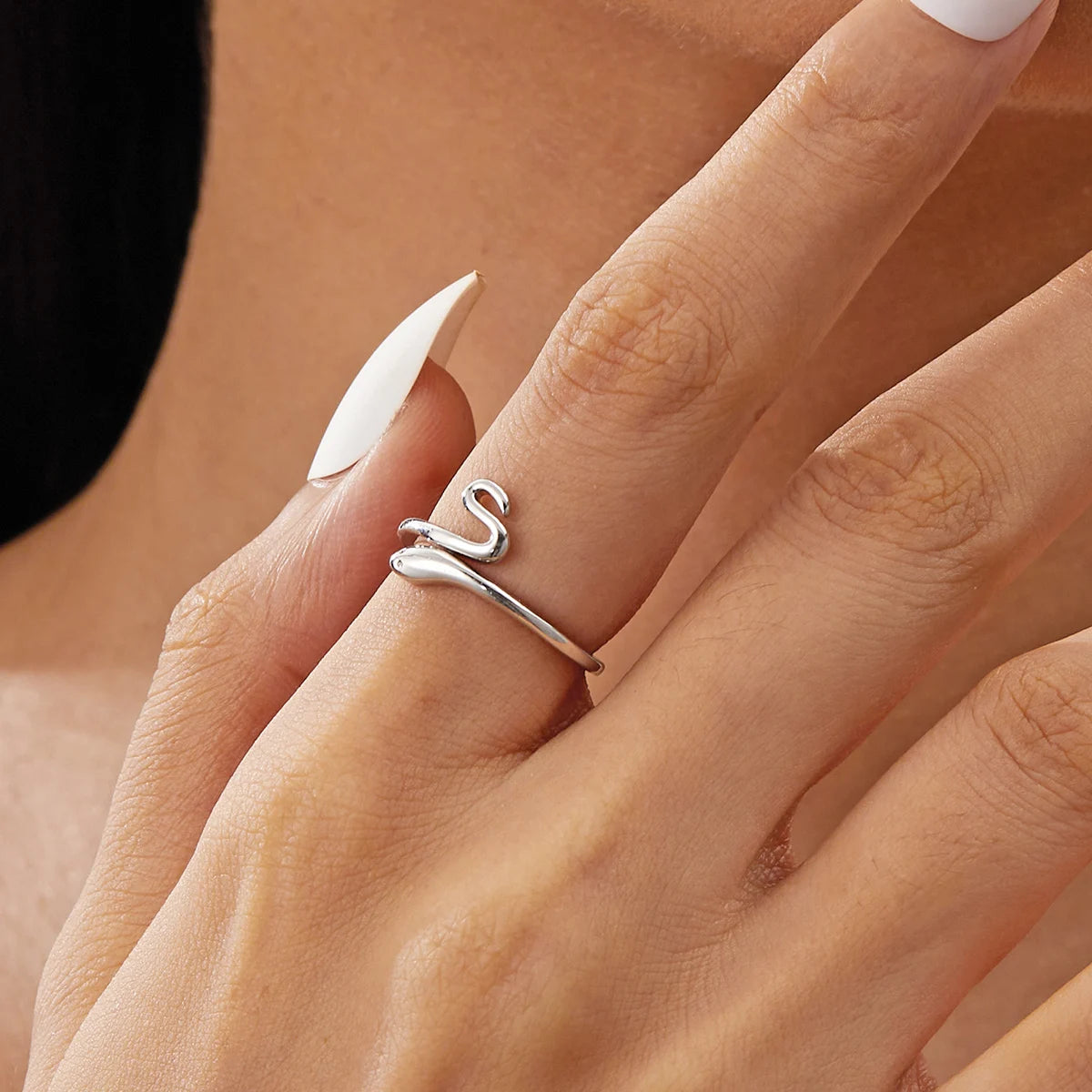 Smooth Surface Cute Animal Dolphin Adjustable Ring Silver Color Animal Ring for Women Cute Jewelry Party Bijoux Accessories Gift