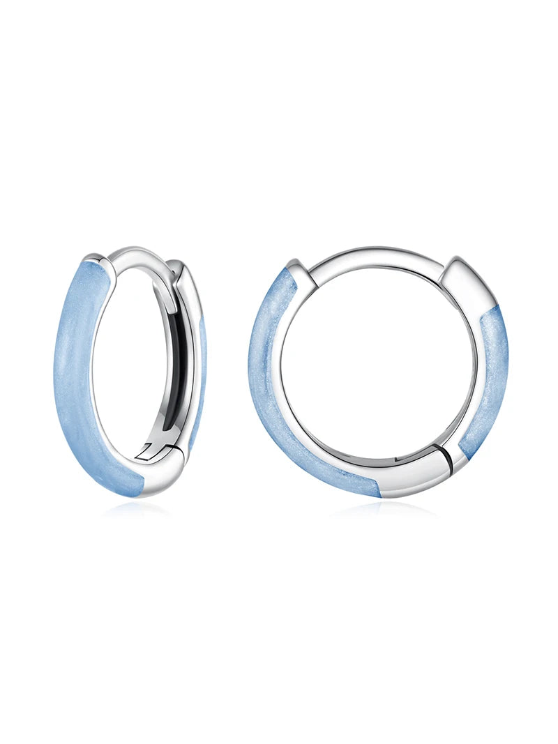 BAMOER 925 Sterling Silver Colorful Round Hoop Earrings for Women, Dopamine Piercing Huggie Earrings for Women Teens Girls Gift