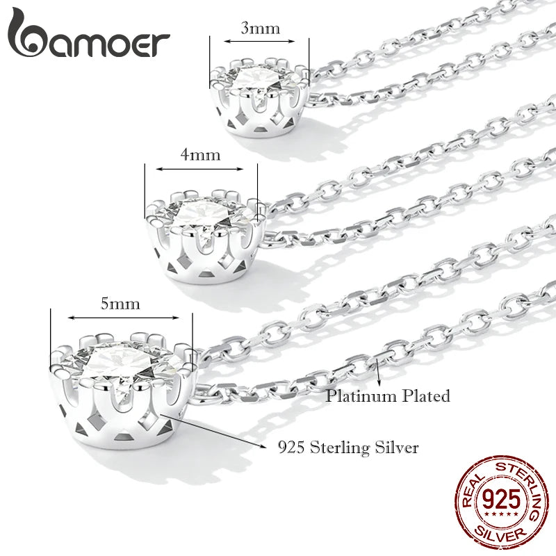 BAMOER Wunderschöne glänzende Choker-Halskette aus 925er Sterlingsilber mit geometrischem Schliff und funkelndem Zirkonia-Anhänger, Hochzeitsschmuck, 45,6 cm