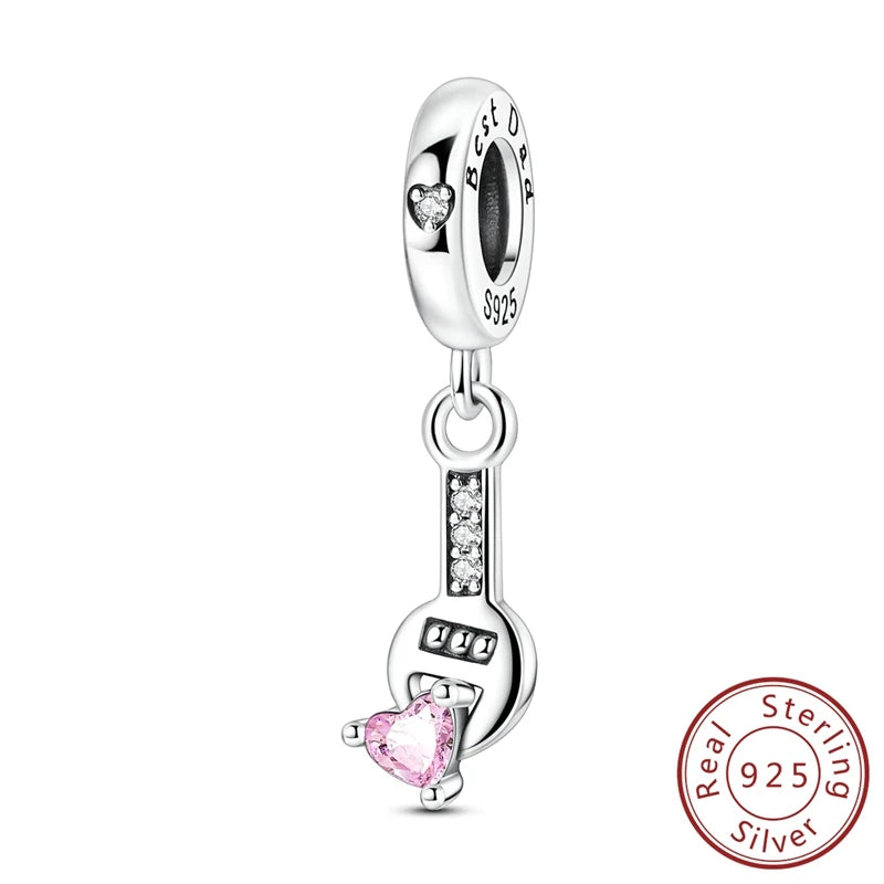 Fit Original 925 Sterling Silver Charms Beads Bows Swan Ballet Princess Pink Charms For Women Fine DIY Birthday Jewelry Gifts