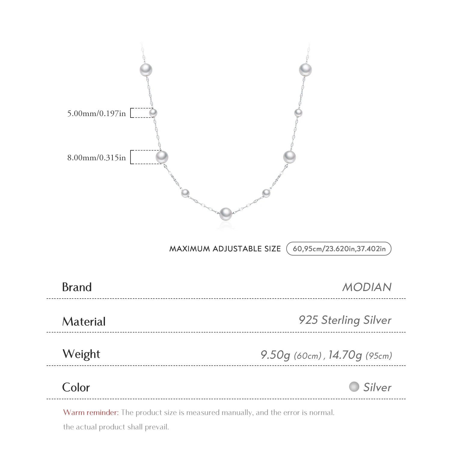 MODIAN 925 Sterling Silver Elegant Crystal Pearls Y-Shaped Necklace  Winter Weater Long Chain Necklace For Women Dating Jewelry