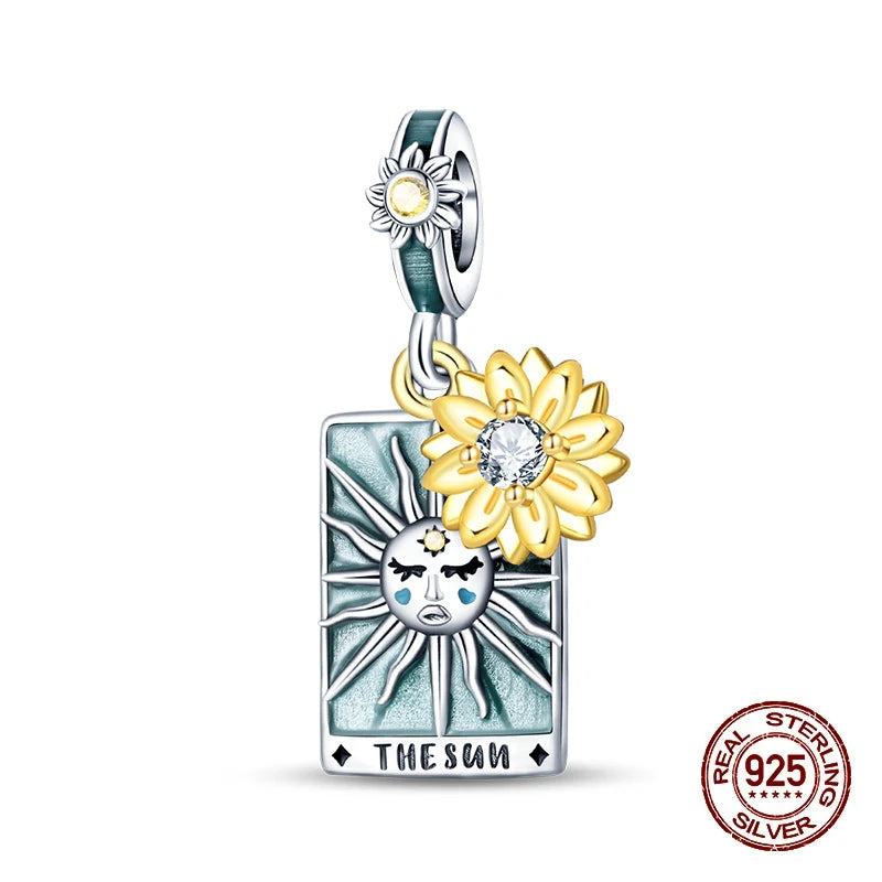 New 925 Sterling Silver Sun Sunflower Solar System Charms Beads Fit 3mm 925 Original Bracelet Fine DIY Jewelry Birthday Gift