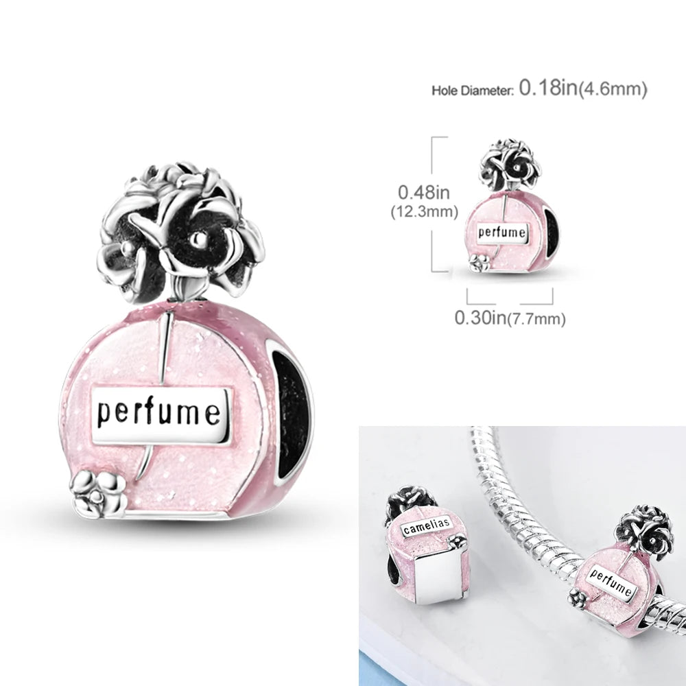 925 Silver Girl Lady Lipstick Makeup Charm Dangle Pendant Beads Fit Original Bangle Cosmetic Charms Bracelet DIY Making Jewelry