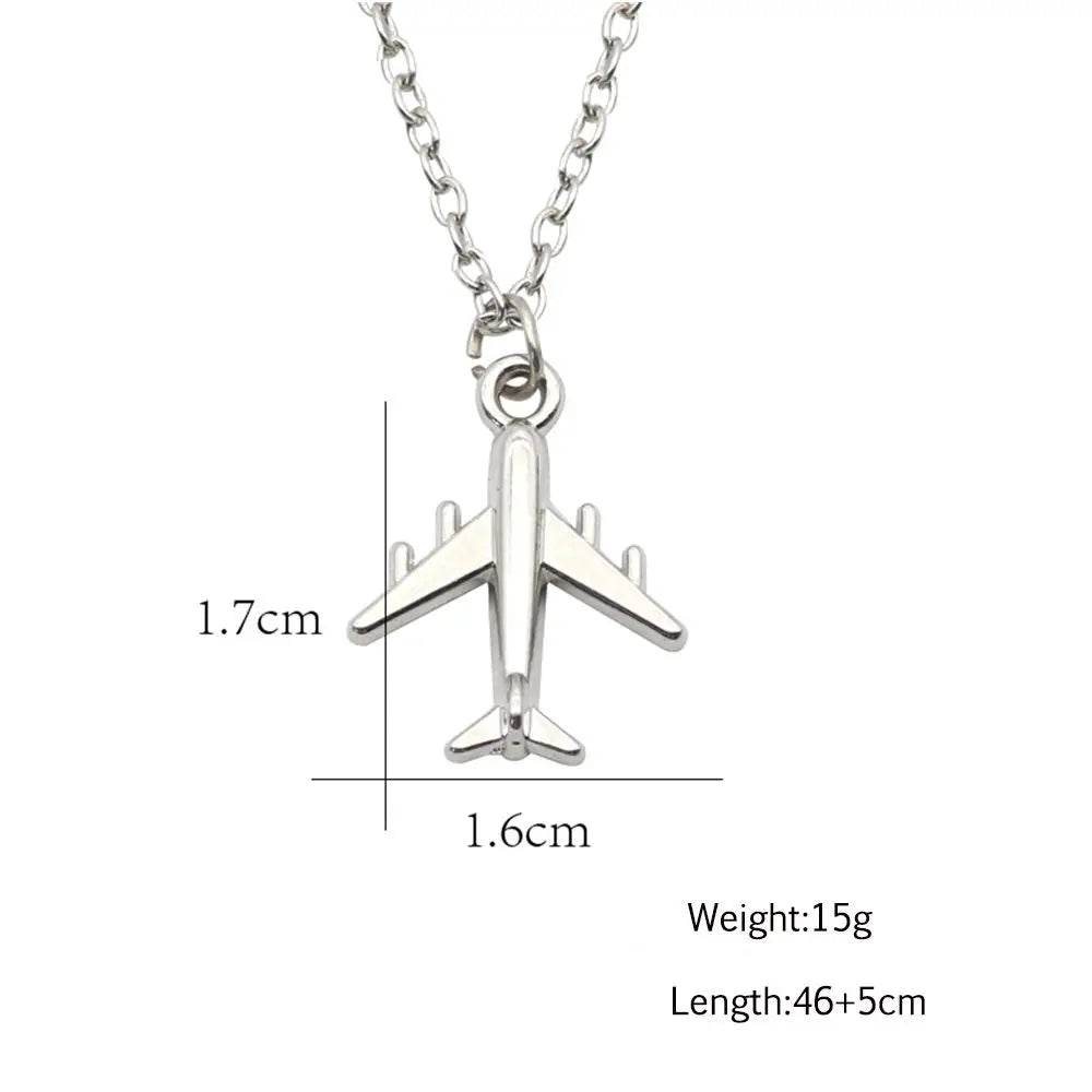 Collier ras du cou unisexe avec pendentif avion (1 pièce)