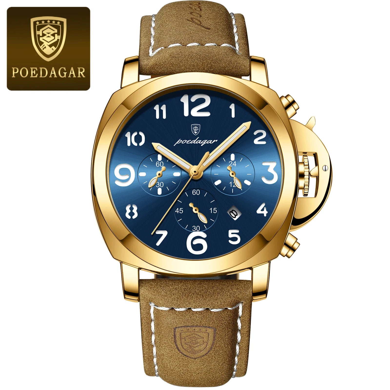 POEDAGAR Luxury Military Watch For Men Waterproof Luminous Leather Man Watch Quartz High Quality Men's Sports Watches Male Reloj - Madeinsea©