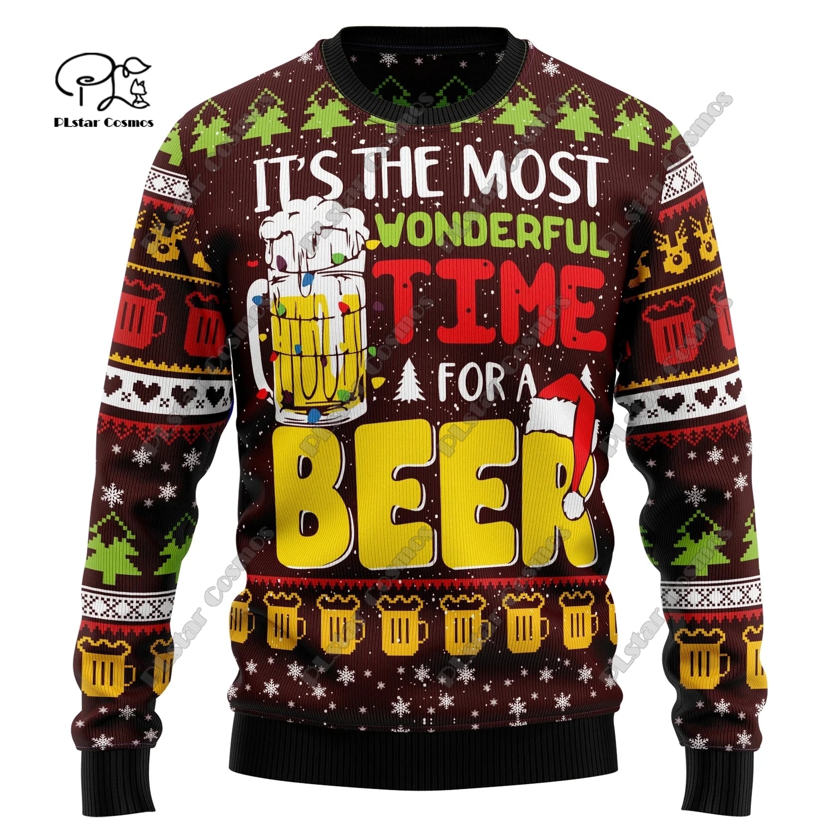 Neue 3D-gedruckte Weihnachtsmotive: Weihnachtsbaum, Weihnachtsmann-Muster, Kunstdruck, lässiger Street-Sweater, Winterpullover, Größen S-8