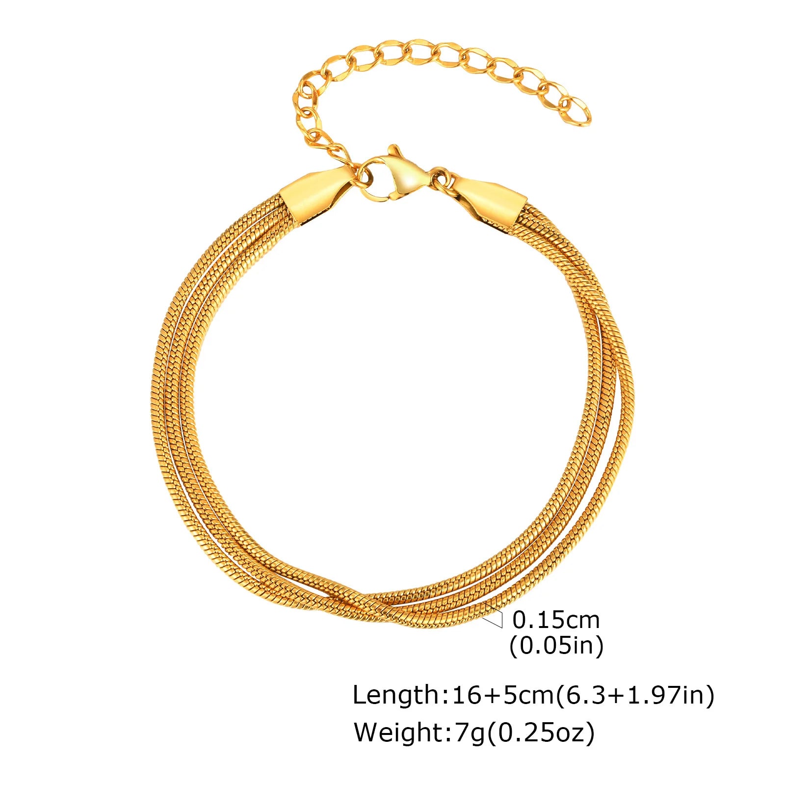 Vnox Multi Layer Beaded  Bracelet For Women,Stainless Steel Waterproof Jewelry,Fashion Gold Plated Adjustable Chain Bracelet