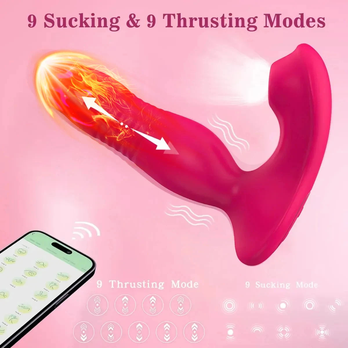 App Remote Control 9 Vibrating Sucker Thrusting Dildo G Spot Vibrator Nipple Vibrator Adult Sex Toys for Woman Female Couples