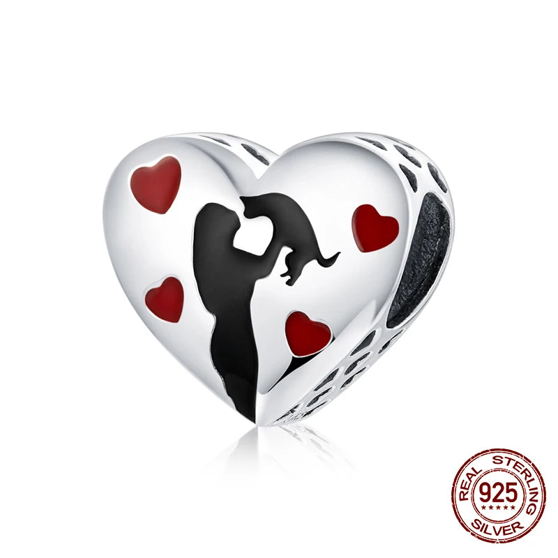 WOSTU 100% 925 Sterling Silver Cute Kitty Black Cat Charms Animal Bead for Women Fit Original DIY Bracelet Necklace Jewelry Gift