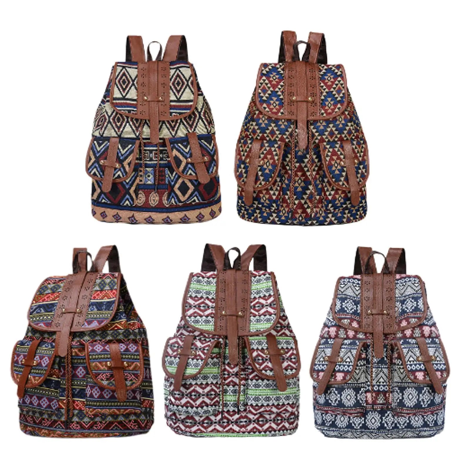 Women Ethnic Pattern Backpack Oxford Cloth Female Casual Fashion Travel Daypack Rucksack for Dating Street Daily Shopping Gift