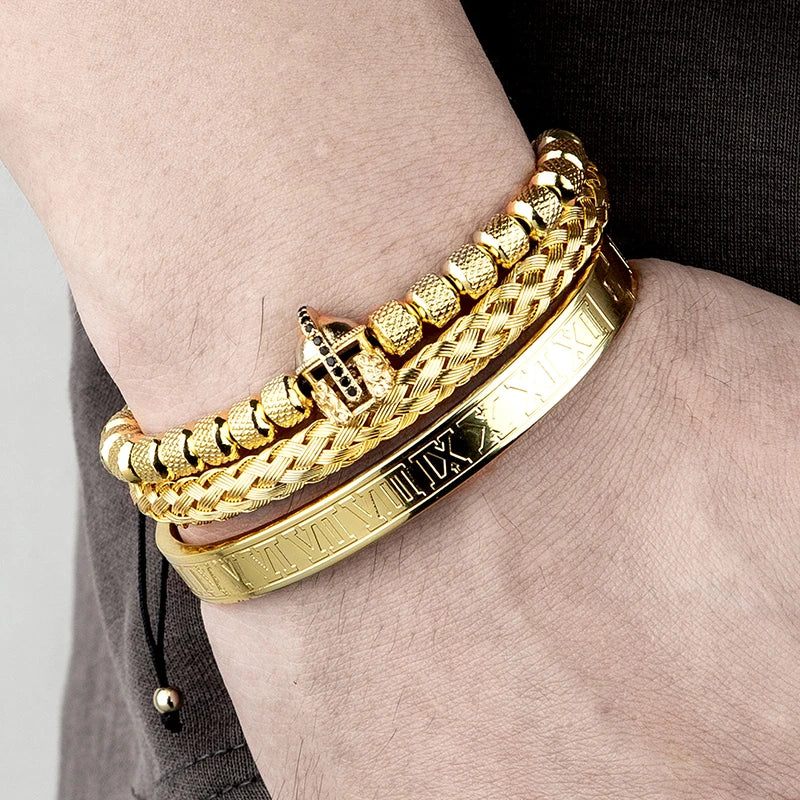 Luxuriöses Charm-Armband für Herren mit römischem Ritterhelm aus Edelstahl, Geometrie, Pulseiras für Männer, offen, verstellbar, Armbänder, Geschenke
