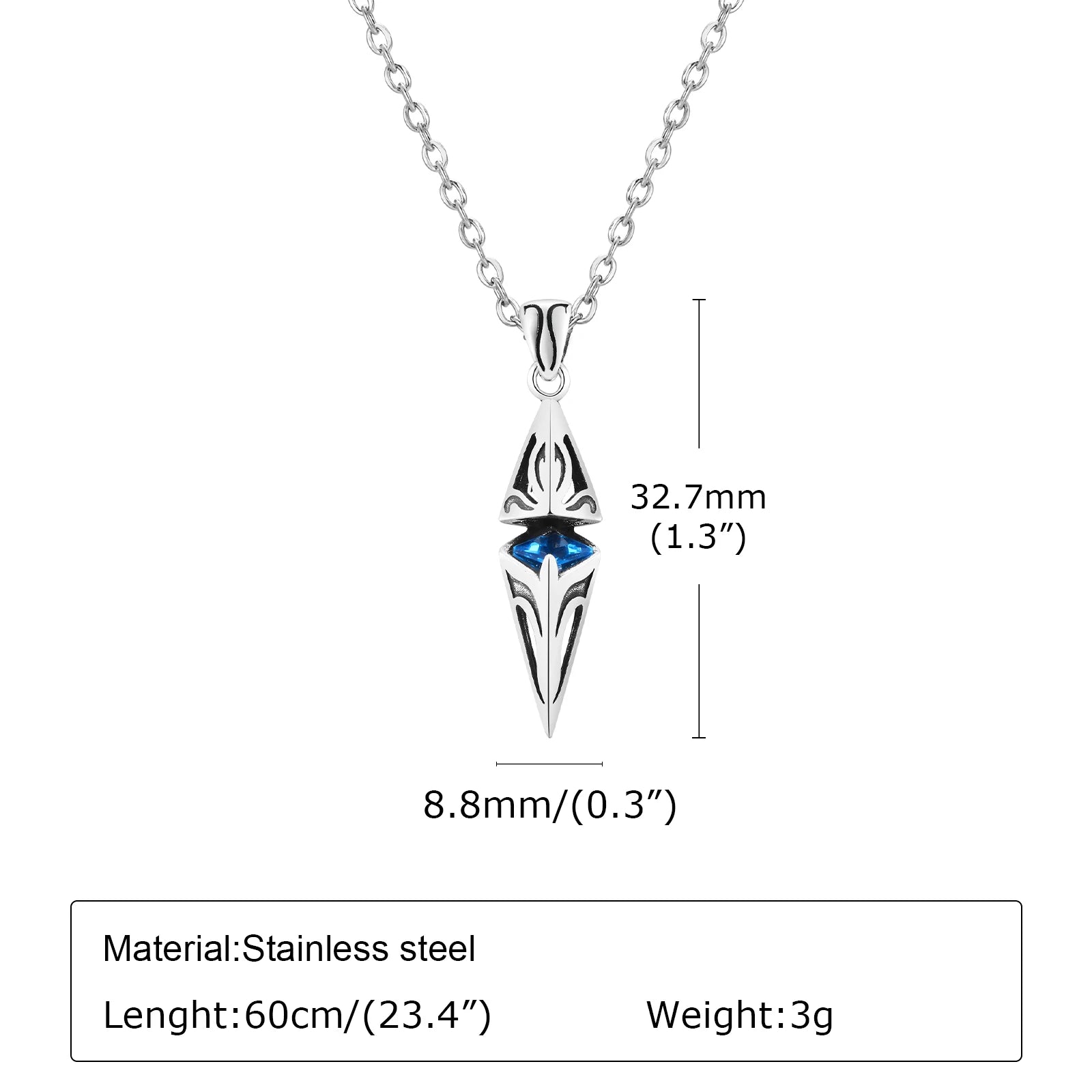 Colliers élégants Vnox en pierre bleue pour hommes, pendentif géométrique cubique en acier inoxydable, bijoux de cou, cadeaux d'anniversaire pour lui