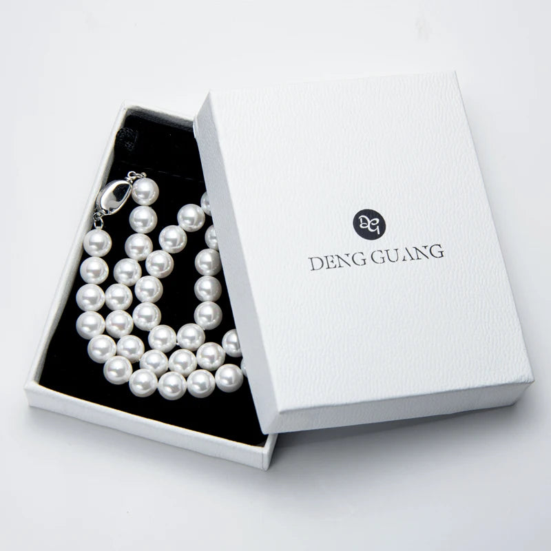 Natural White Fresh Water Pearl Necklaces 8-9Mm 925 Sterling Silver Pearl Zircon Pendant Necklace for Women Wedding Banquet Neck