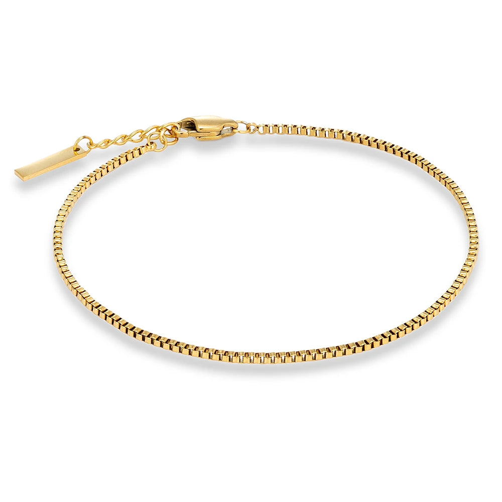 MKENDN 1.5MM Extremely fine Box Chain Bracelet Personalized Creative punk for Men Women Couple Stainless Steel Jewelry Gifts