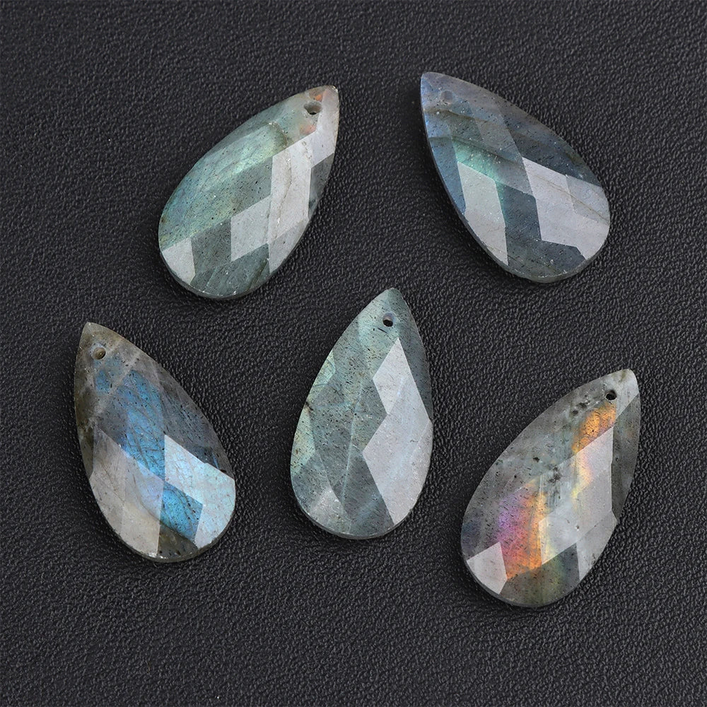 2PCS Natural Water Drop Stone Pendant 13X25mm Faceted Howlite Tiger Eye Amazonite Charms For Jewelry Making Necklace Earring DIY