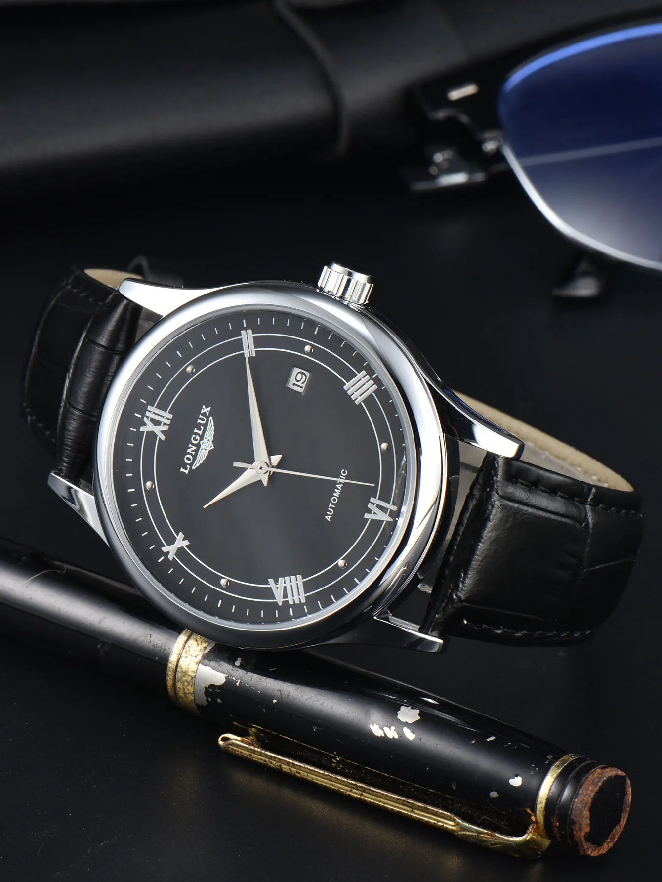 LONGLUX automatic man watch wholesale mechanical watches simple versatile date waterproof fashion leather man watch men gift - Madeinsea©