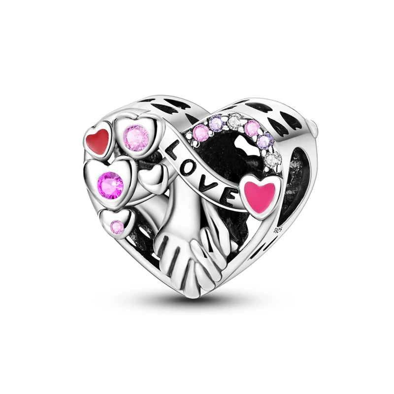 New 925 Sterling Silver Charm Love Heart Warm Family Series Beads Fit Original Charms Bracelets Pendant DIY Jewelry Gift - Madeinsea©